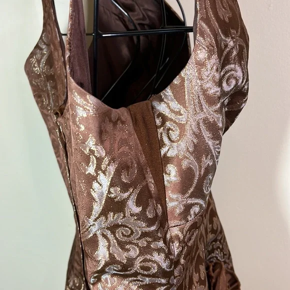 Jessica McClintock Gunne Sax Women’s Size 6 80s 90s Brown Gold Rhinestone Dress - Picture 7 of 13